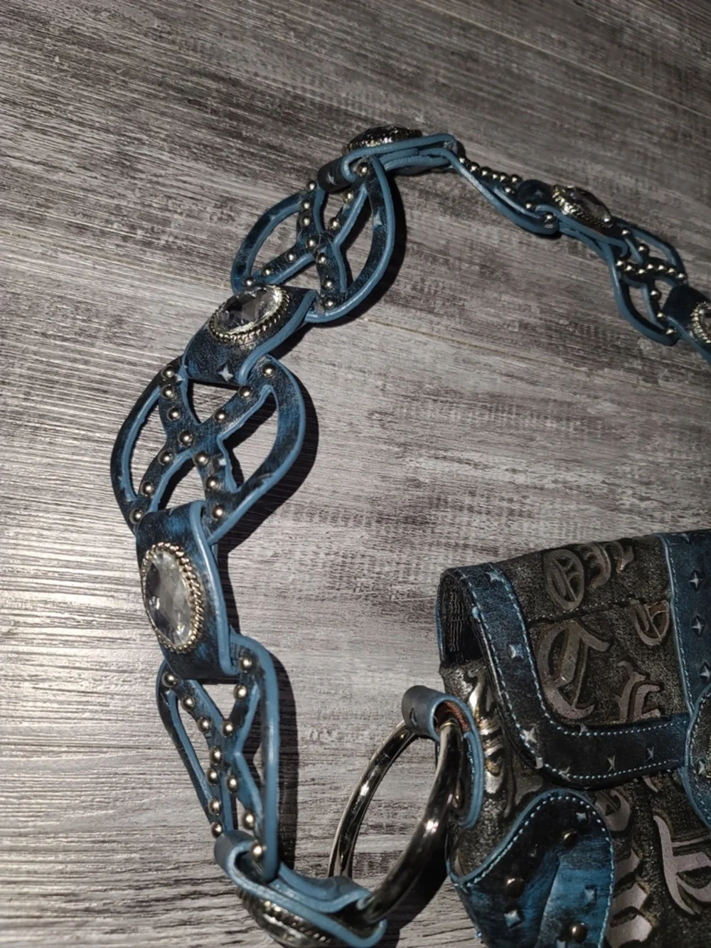 Sondra Roberts SR Squared Suede Leather Rhinestone Purse